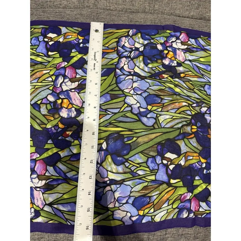 NWT The MET Exclusive Louis C Tiffany Irises 100% Silk Scarf Museum Logo Floral